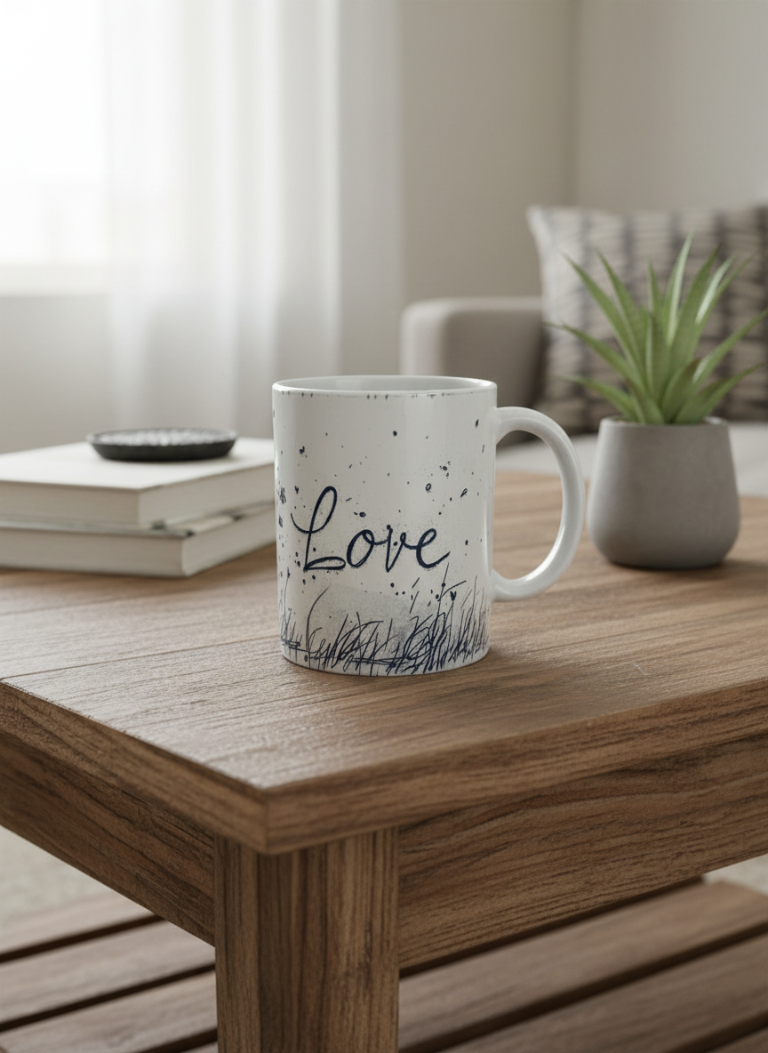 Fretmade 11 oz Coffee Mug Girl Heart Balloon Love