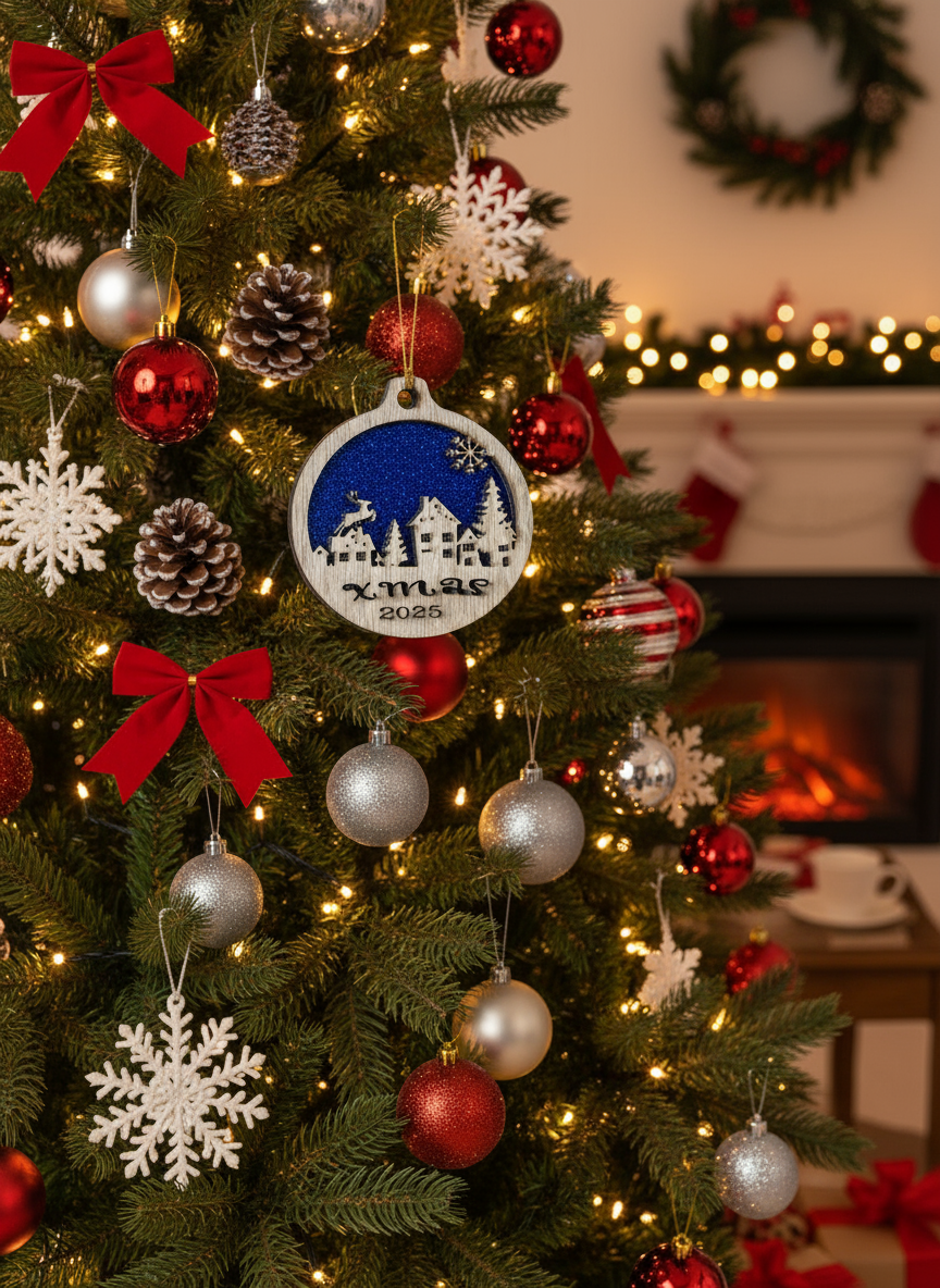 Fretmade Christmas Ornament wood and acrylic