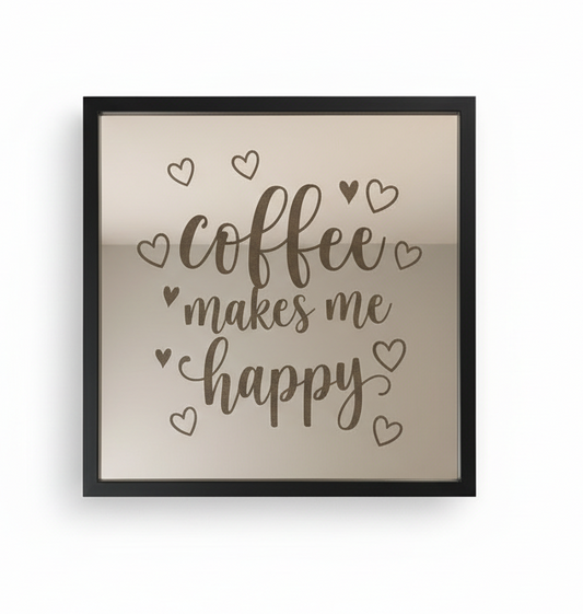 Fretmade 12x12 Shadow box “Coffee Makes Me Happy”