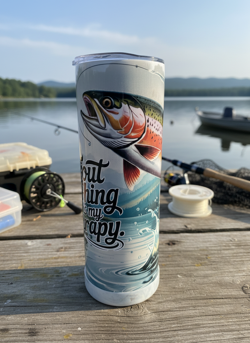 Fretmade 20oz Tumbler Trout Fishing Is My Therapy