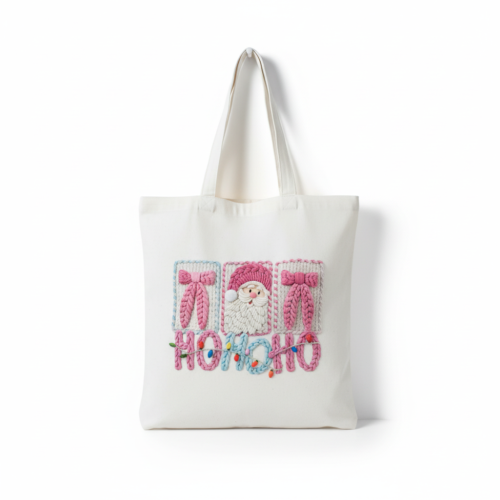 Fretmade Tote bag 16x 14 Christmas Santa Ho Ho Ho