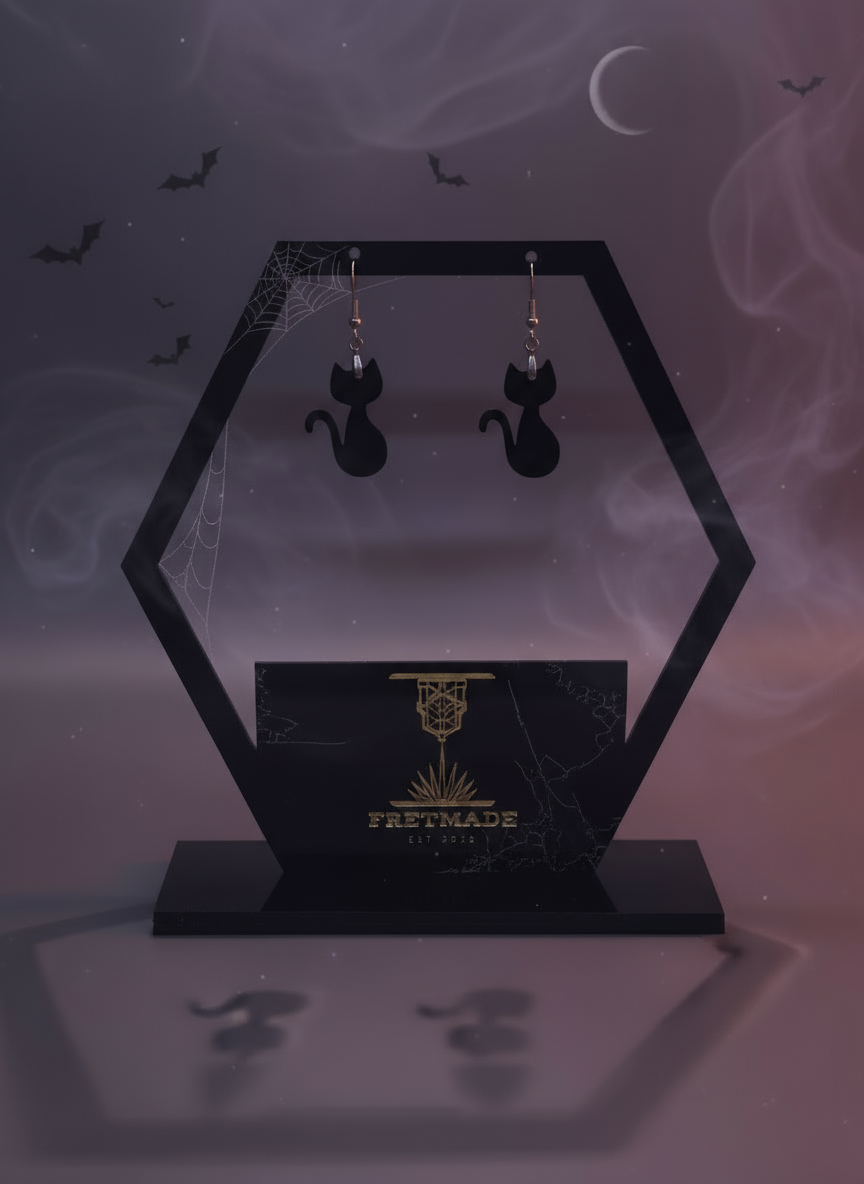 Fretmade White Acrylic Cat Earrings