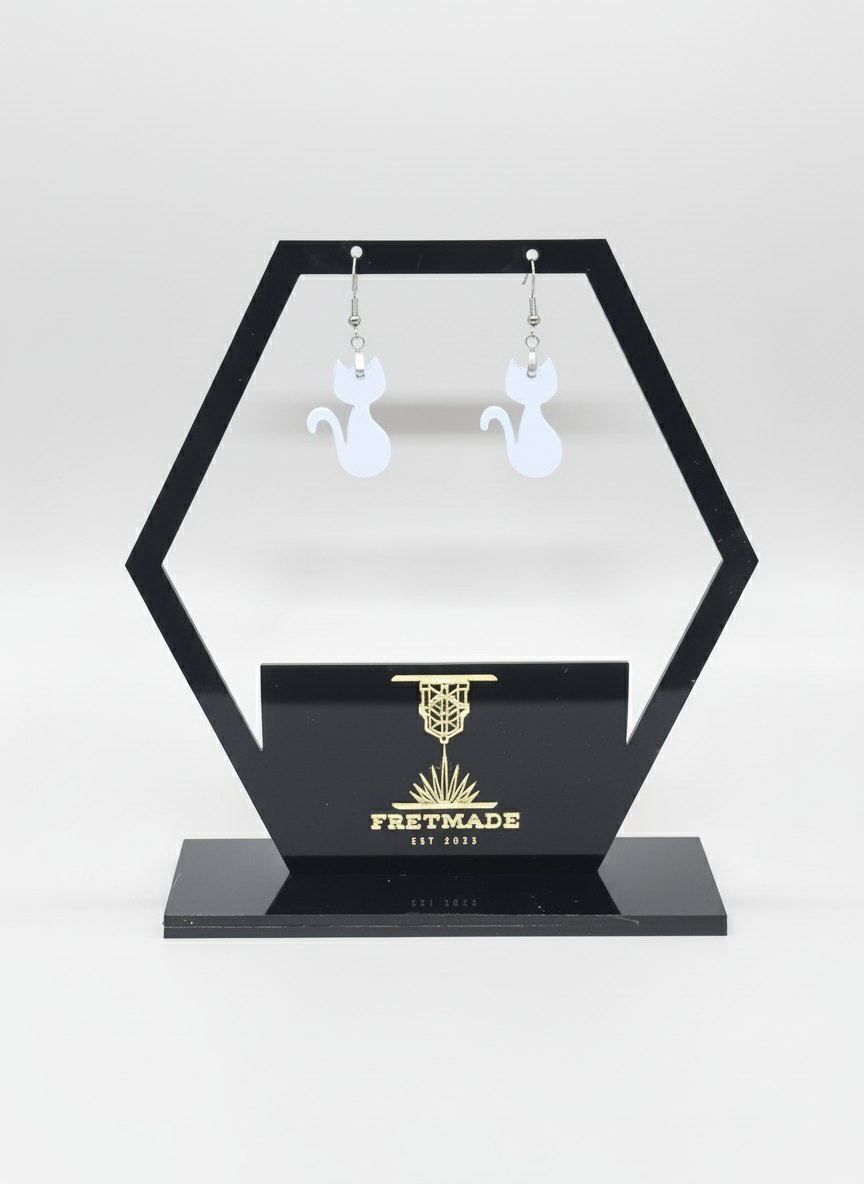 Fretmade White Acrylic Cat Earrings
