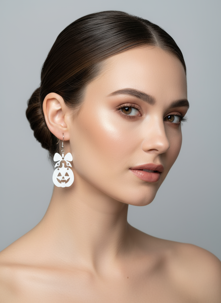 Fretmade White pumpkin Earrings