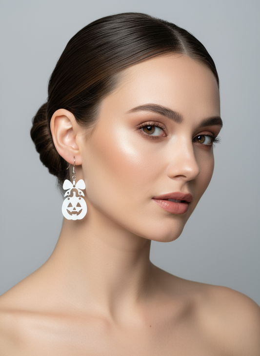 Fretmade White pumpkin Earrings