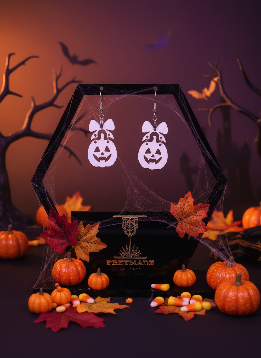 Fretmade White pumpkin Earrings