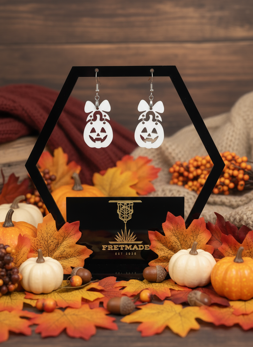Fretmade White pumpkin Earrings