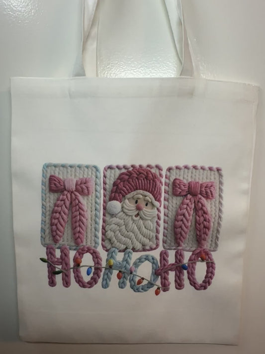 Fretmade Tote bag 16x 14 Christmas Santa Ho Ho Ho